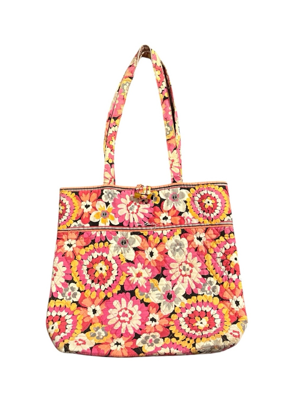Vera Bradley retired design quilted tote bag in the "Pixie Blooms" pattern.